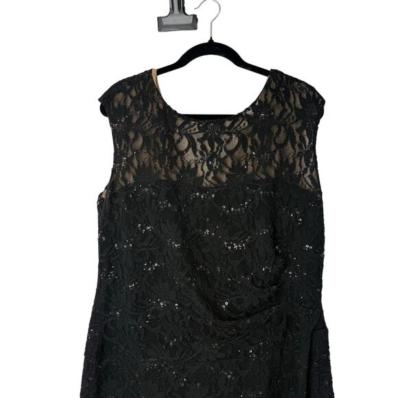 Lauren Ralph Lauren Black Lace Dress 18W Sequin A-Line Cocktail Party Dress - Picture 3 of 9